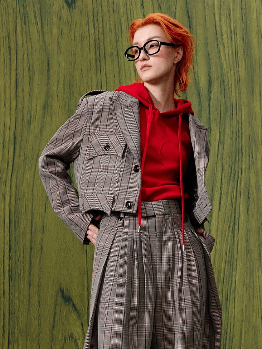 Checkered Crop Jacket