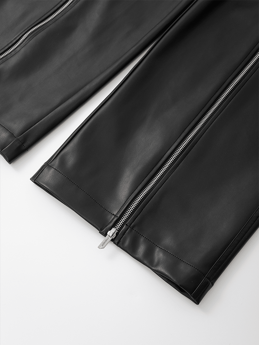 Vegan Leather Multi-Zipper Pants