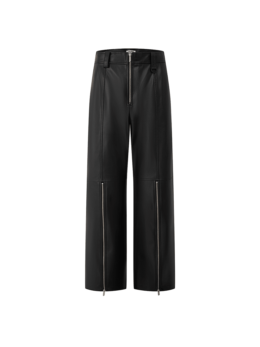 Vegan Leather Multi-Zipper Pants