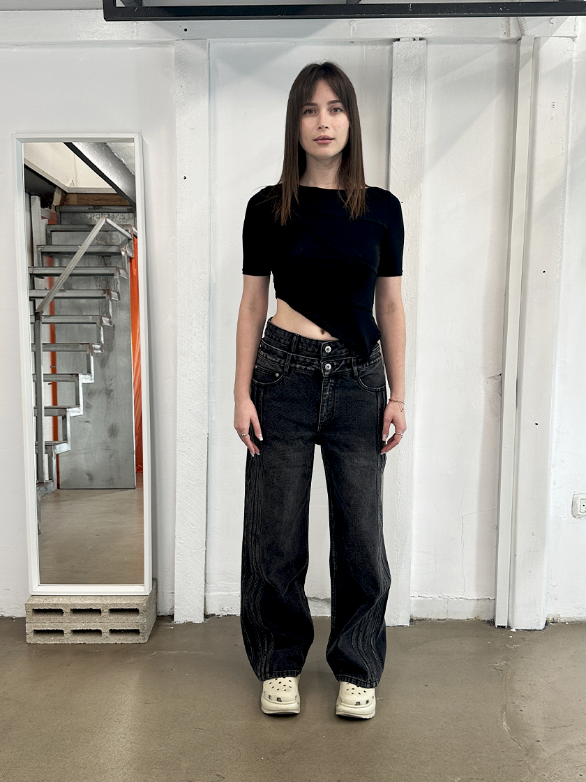 Double Belted Denim Black