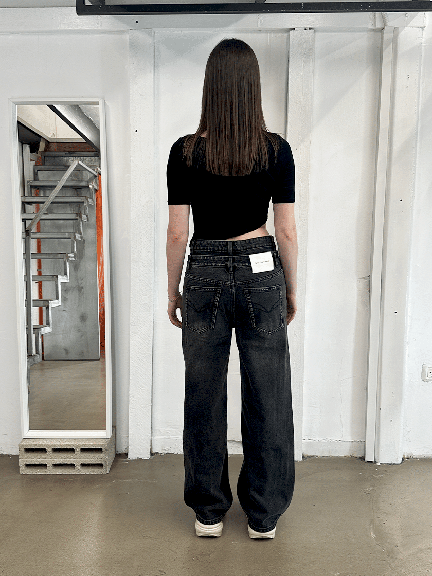 Double Belted Denim Black