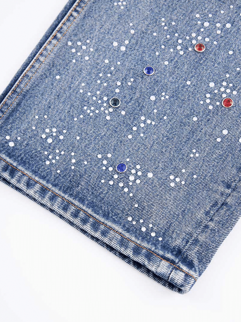 Rhinestone Denim Blue