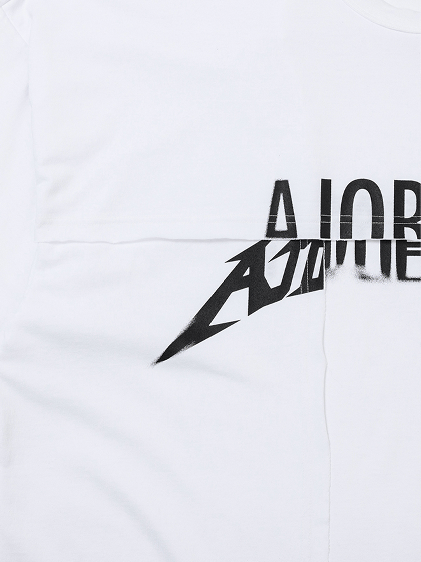 08TS13 Oversized Layered Logo Tee White