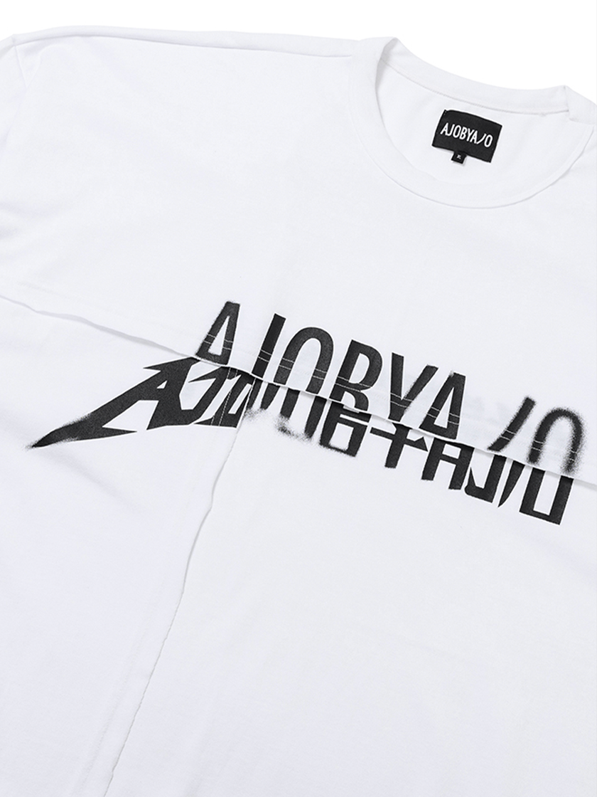 08TS13 Oversized Layered Logo Tee White