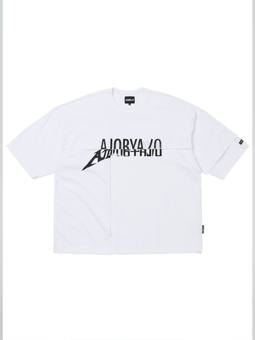 08TS13 Oversized Layered Logo Tee White