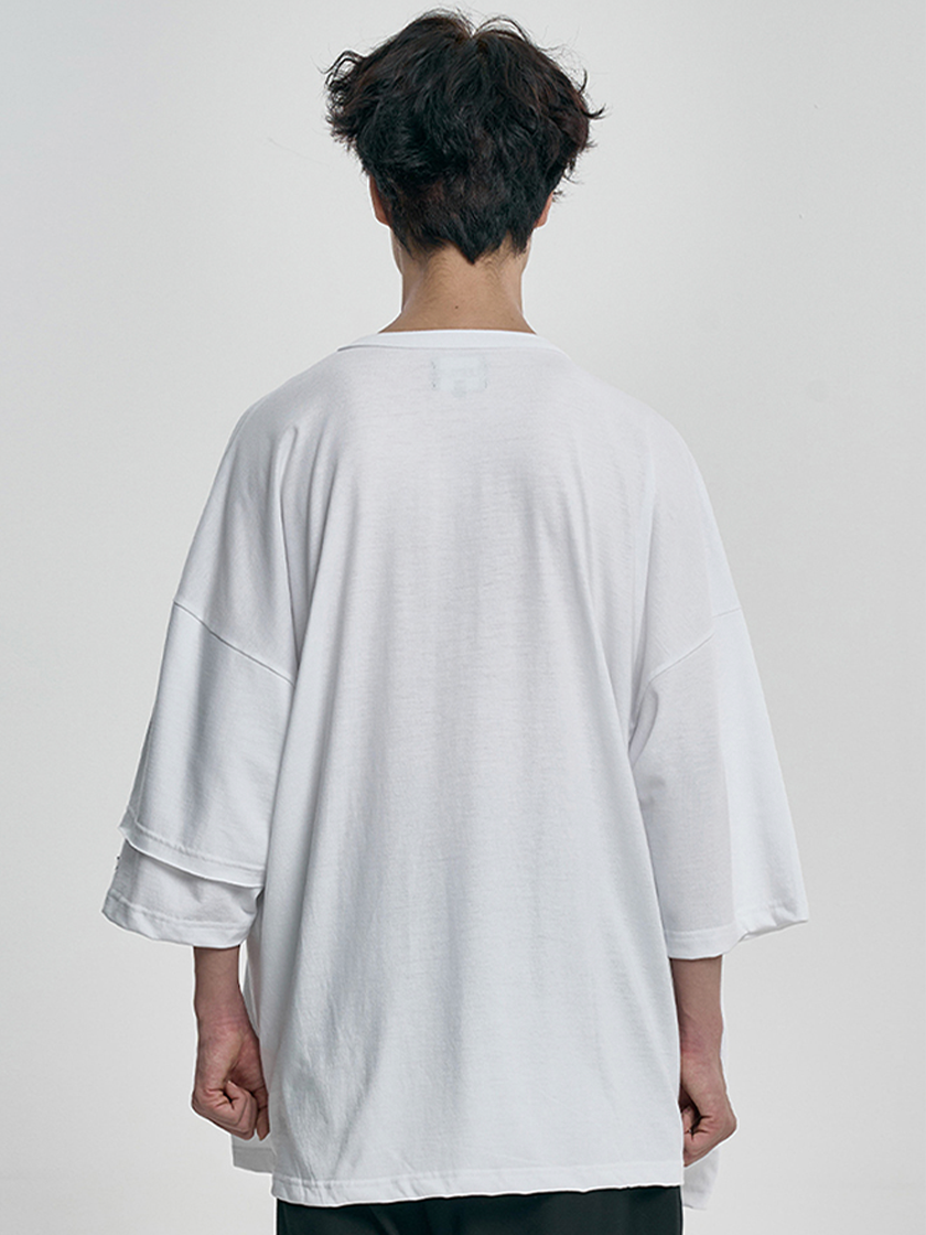 08TS13 Oversized Layered Logo Tee White