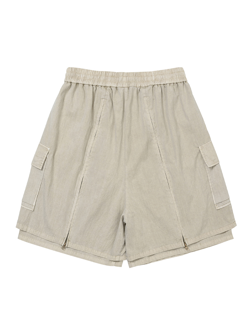 08ST07 Layered Zip-Up Shorts Ivory