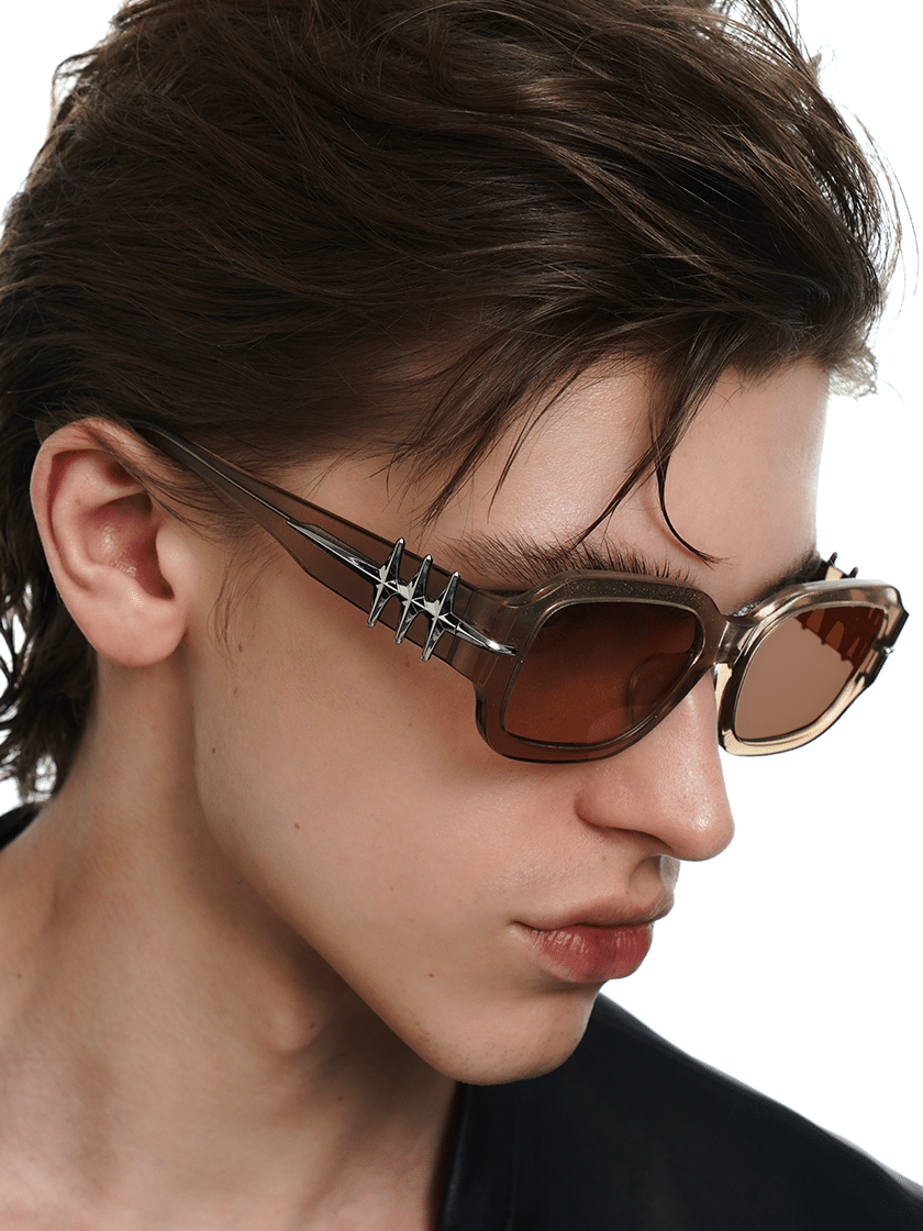 The Owner Leviathan Square Frame Sunglasses Beige