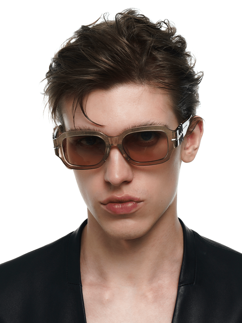 The Owner Leviathan Square Frame Sunglasses Beige