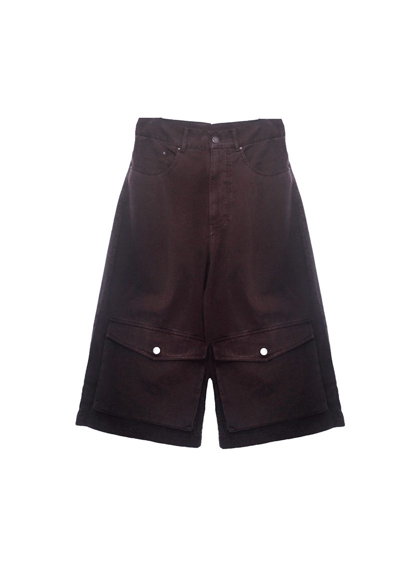 Oversized Cargo Shorts Burgundy