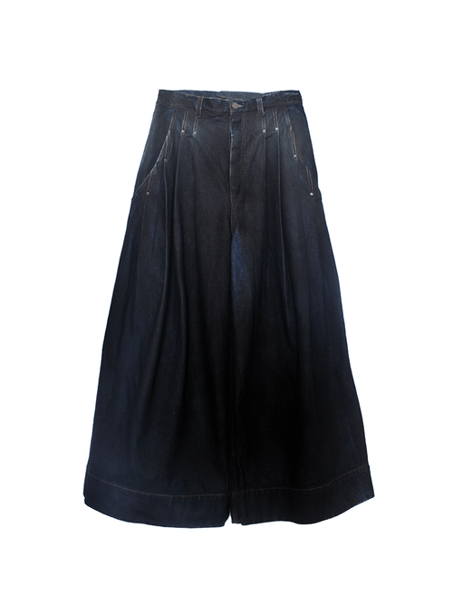 Wide-Legged Wax Coated Denim