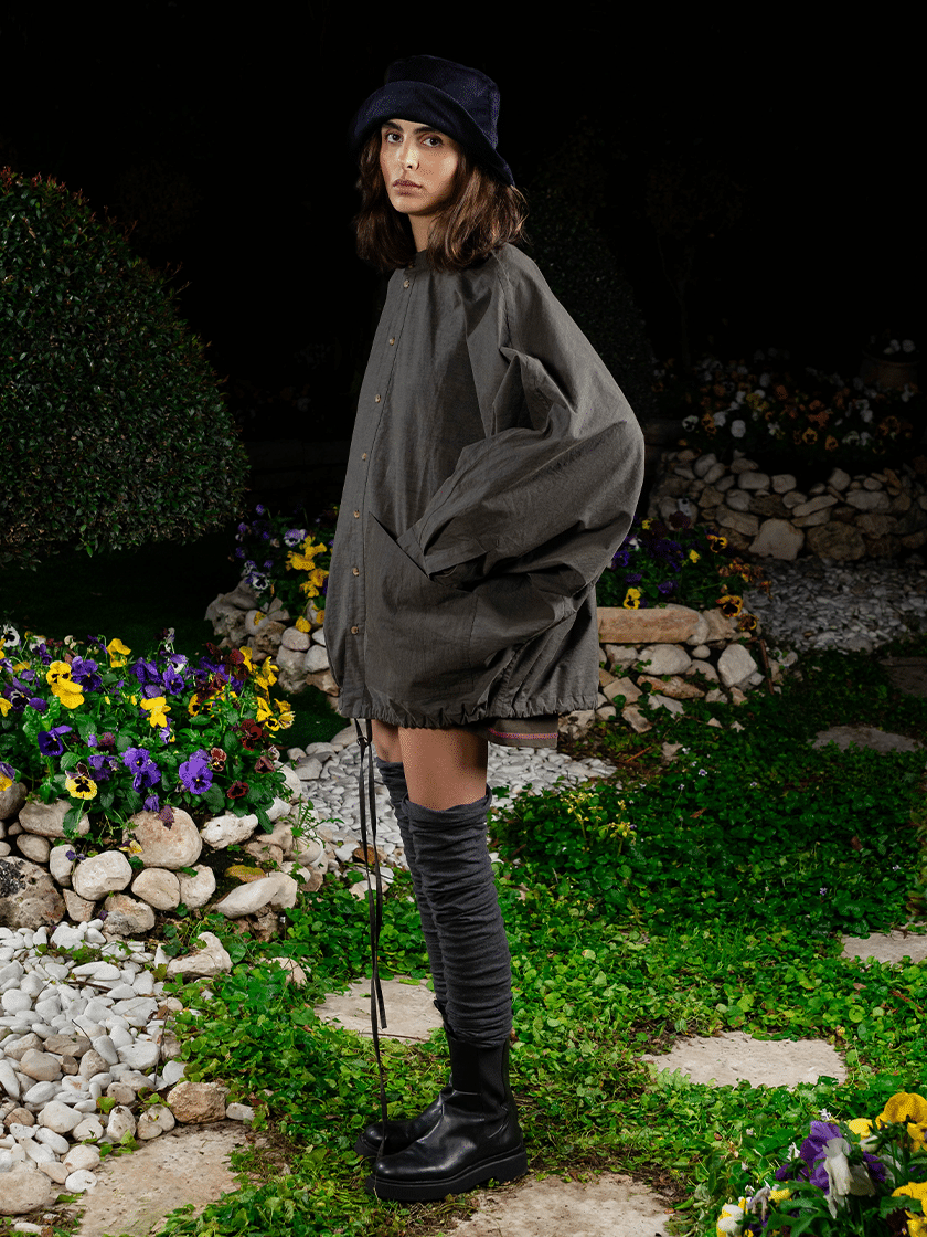 Oversized Band Collar Shirt