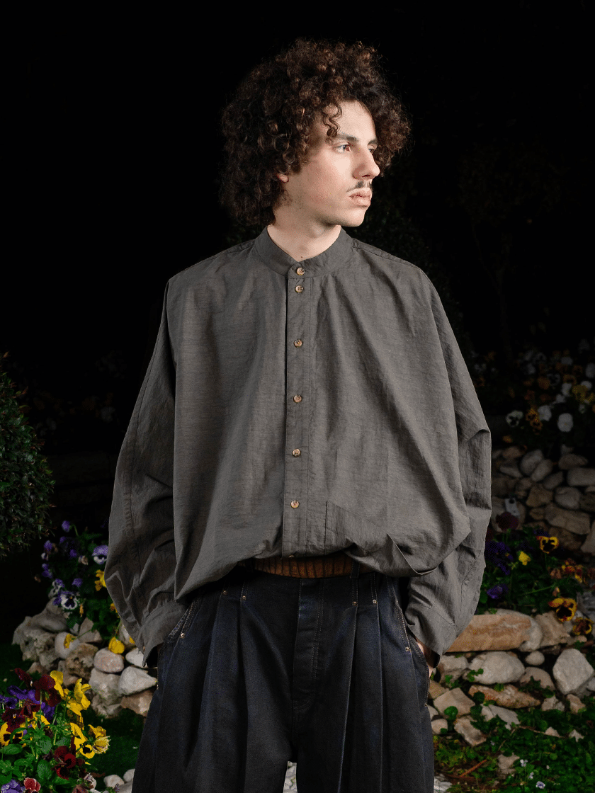 Oversized Band Collar Shirt
