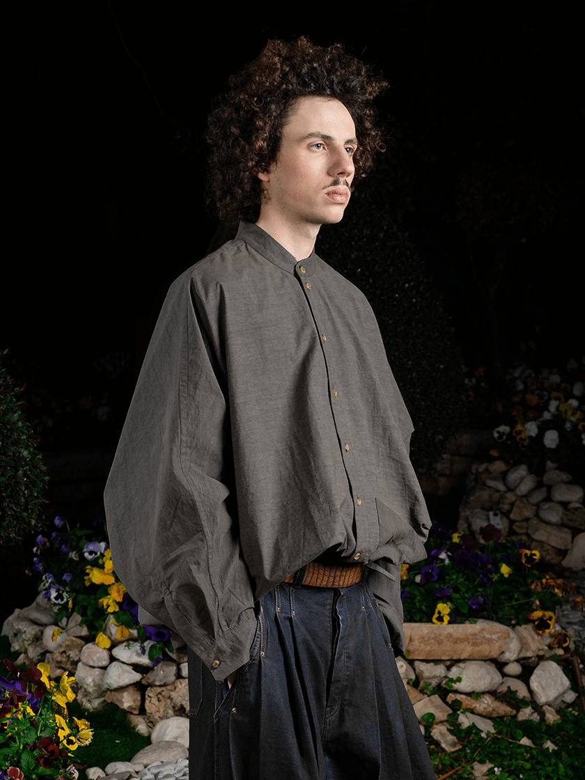 Oversized Band Collar Shirt