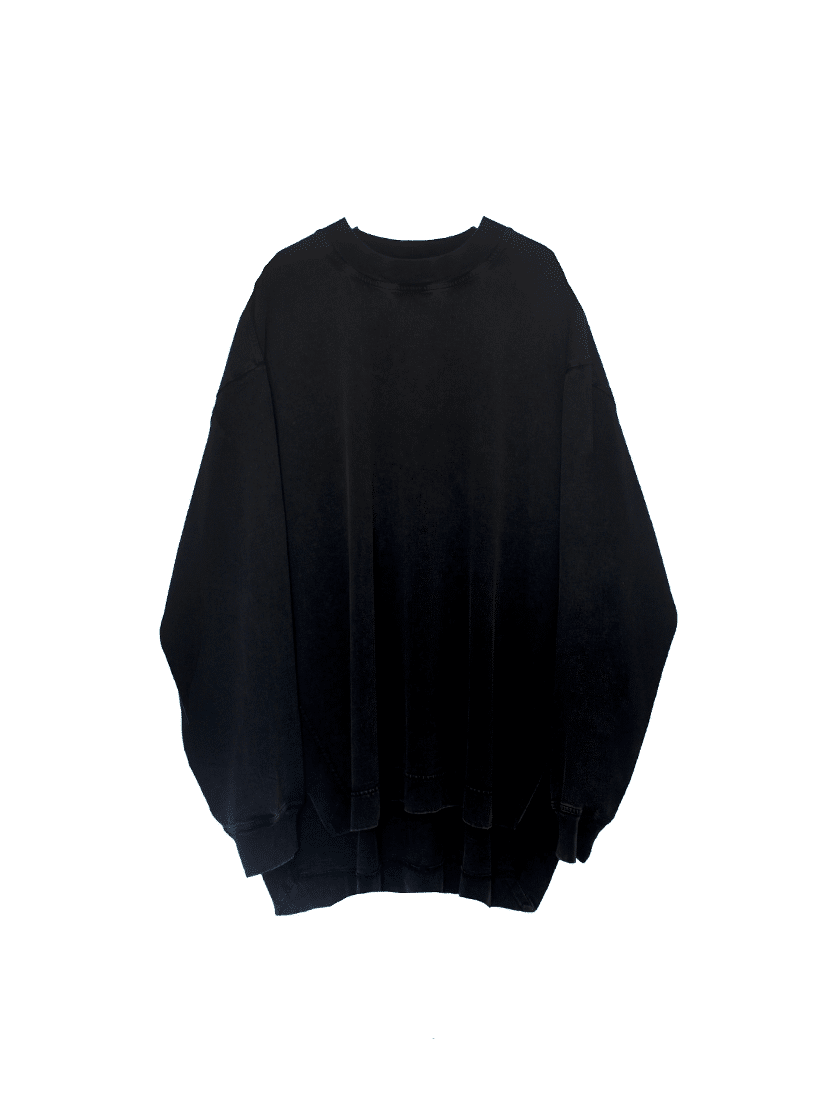 Oversized Side Slit L/S Tee Black