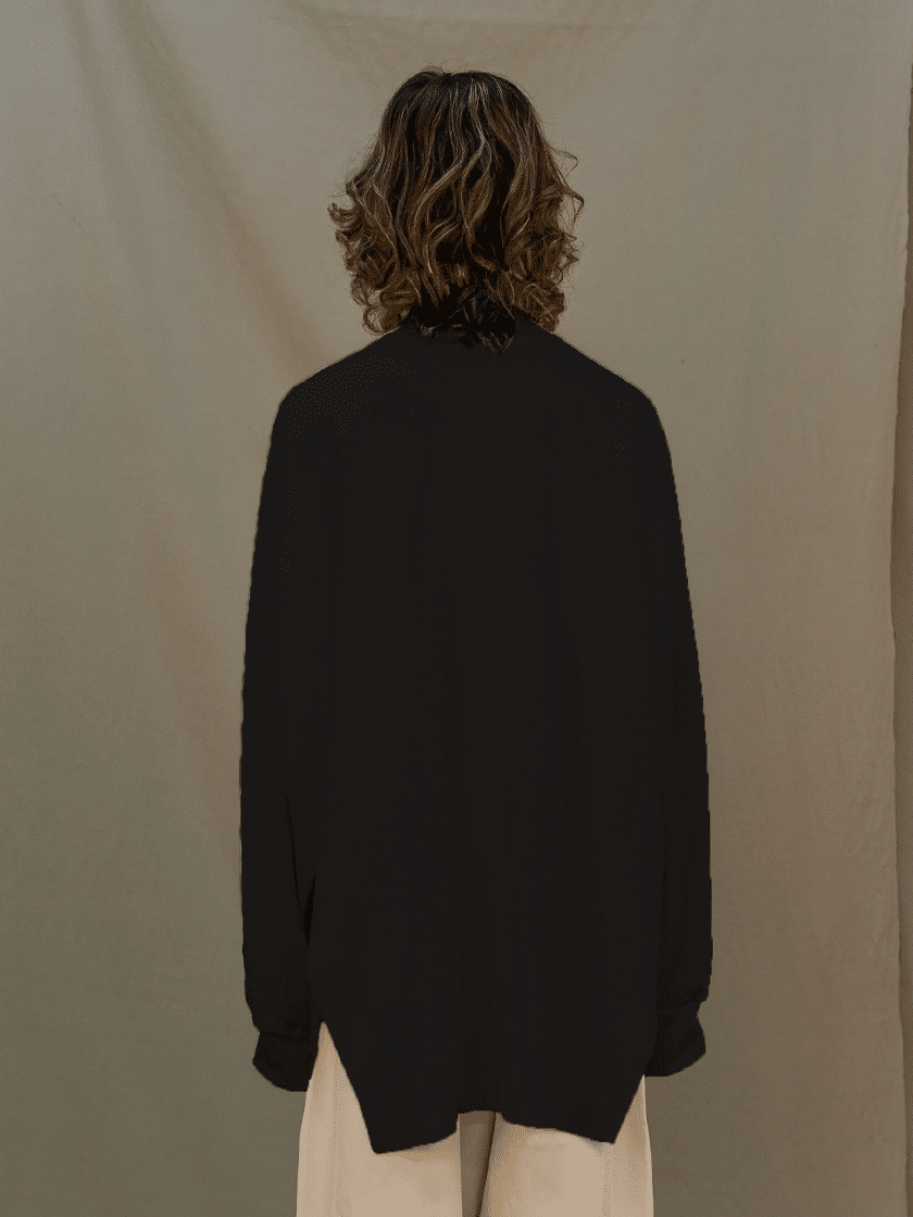 Oversized Side Slit L/S Tee Black