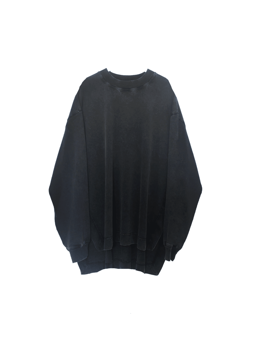 Oversized Side Slit L/S Tee Gray