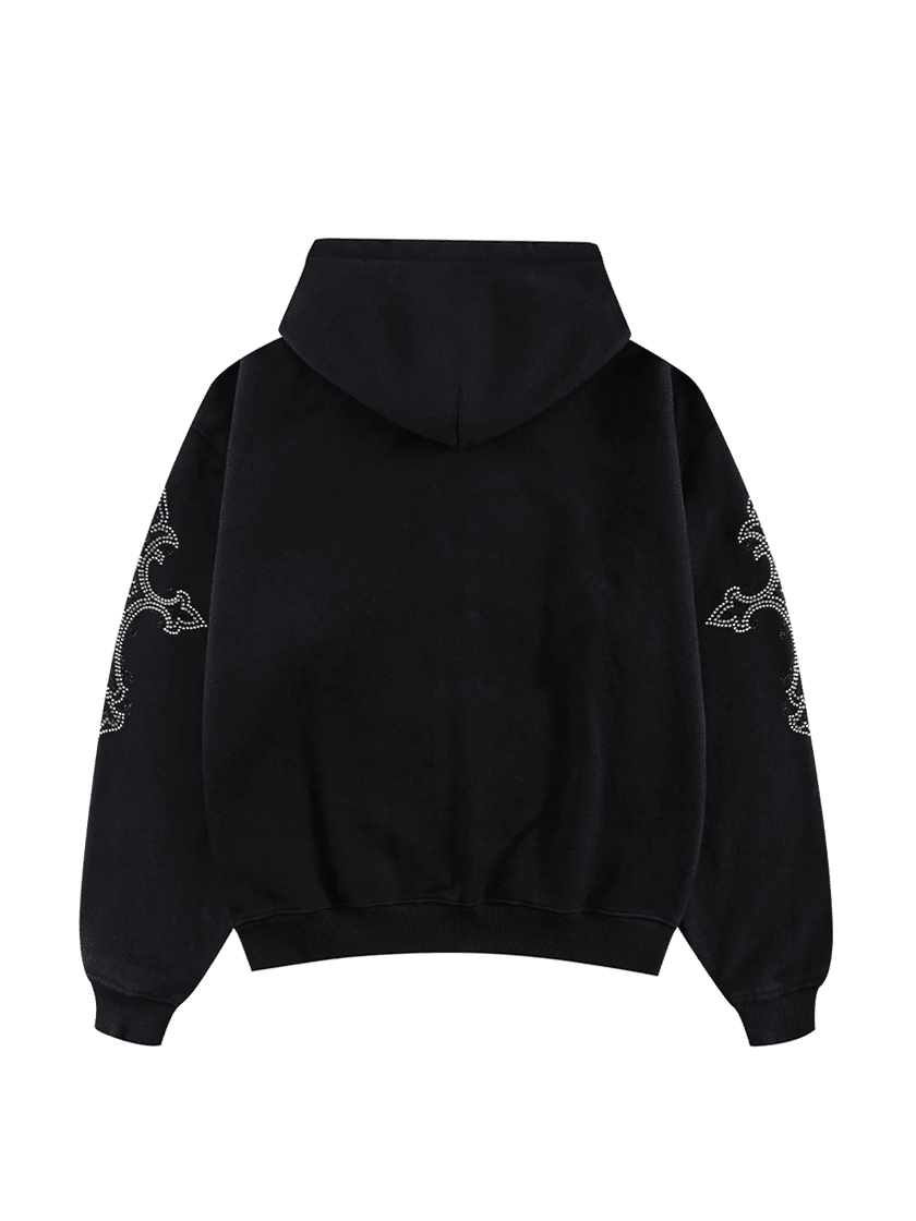 Rhinestone Cross Zip Hoodie