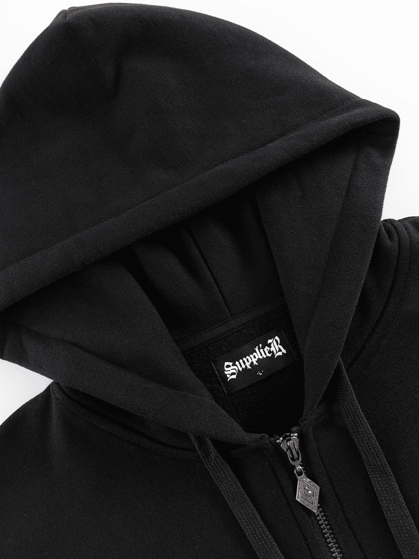 Rhinestone Cross Zip Hoodie