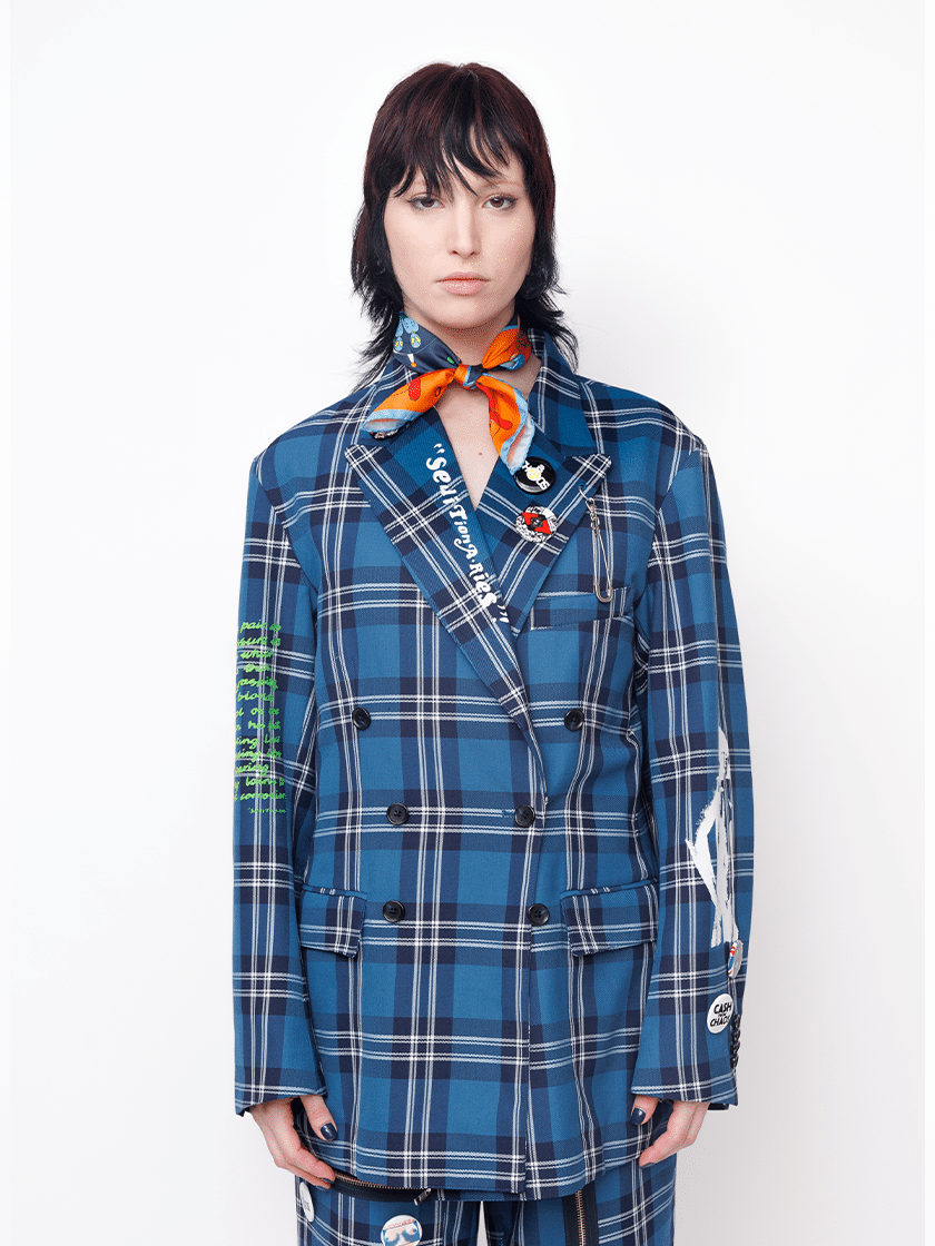 Tailored Tartan Jacket Blue