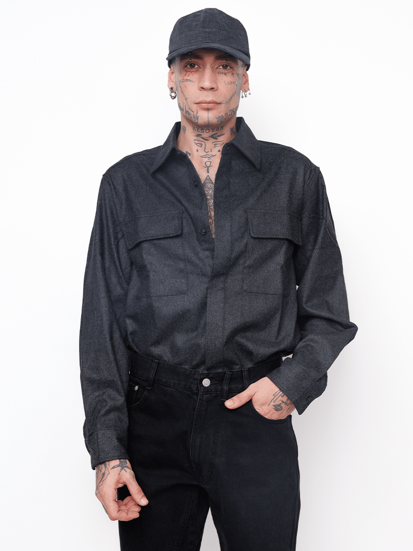 Out Pocket Woolen Shirt