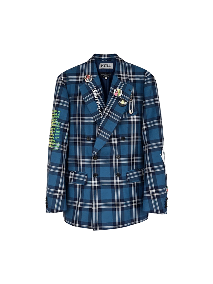Tailored Tartan Jacket Blue