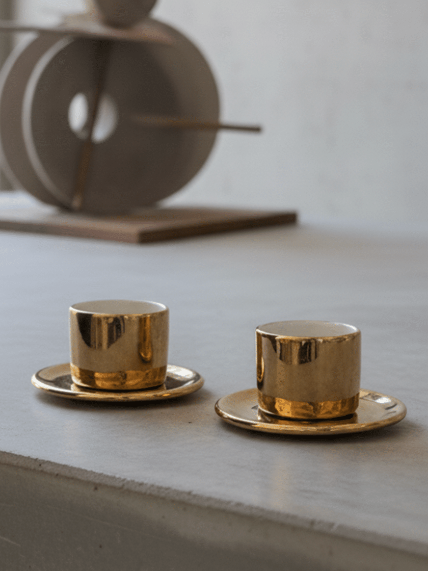 Espresso Cup and Saucer Gold