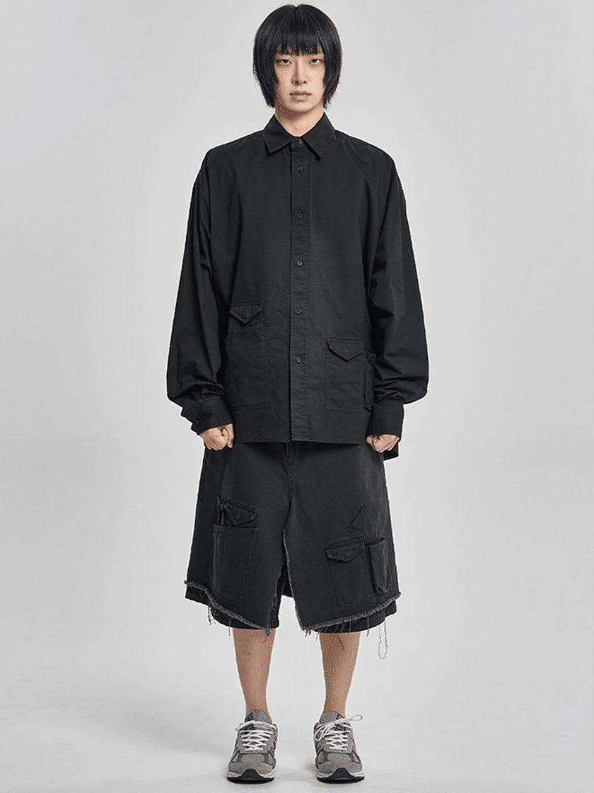 Cation Long Sleeve Utility Shirt Black