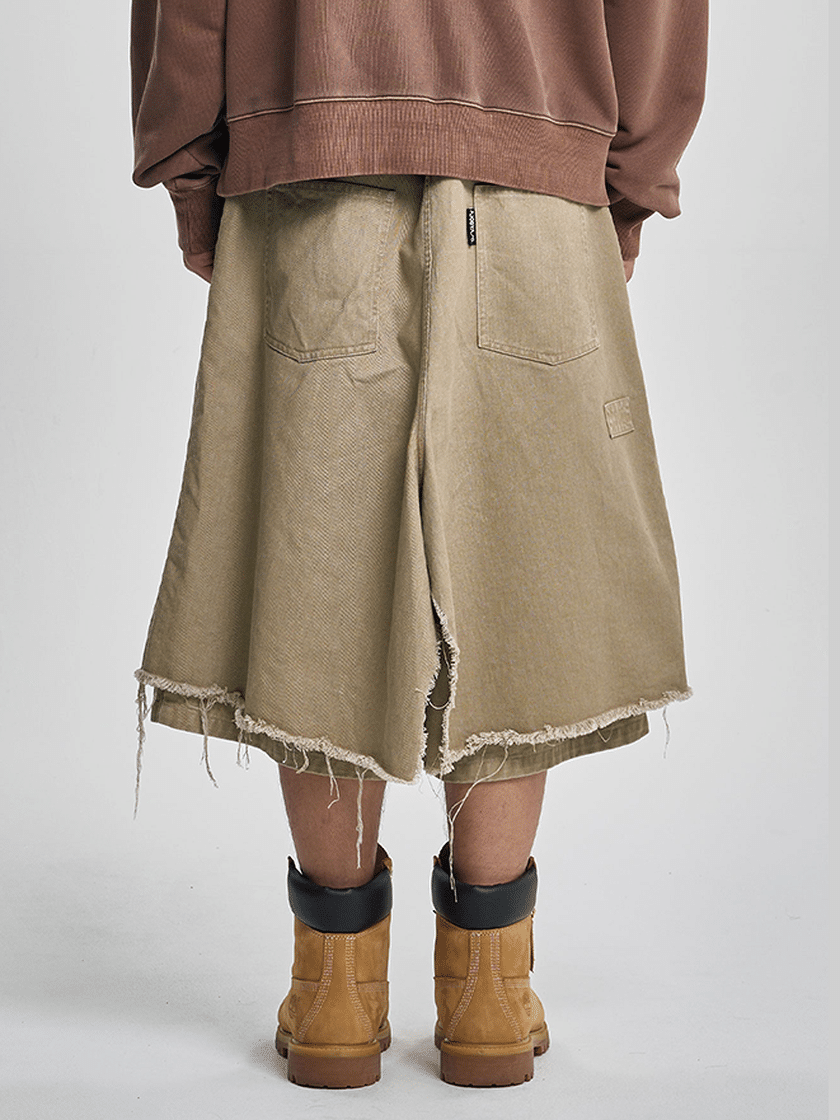 Layered Cargo Skort Beige