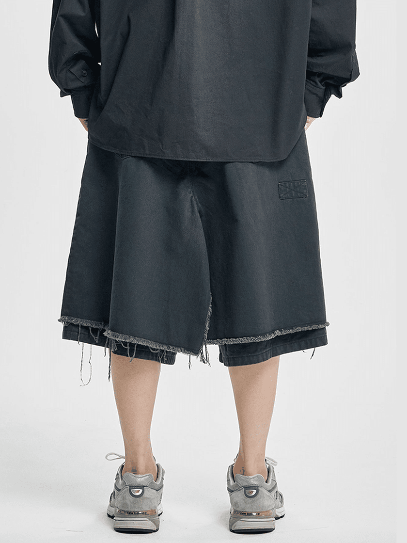Layered Cargo Skort Black