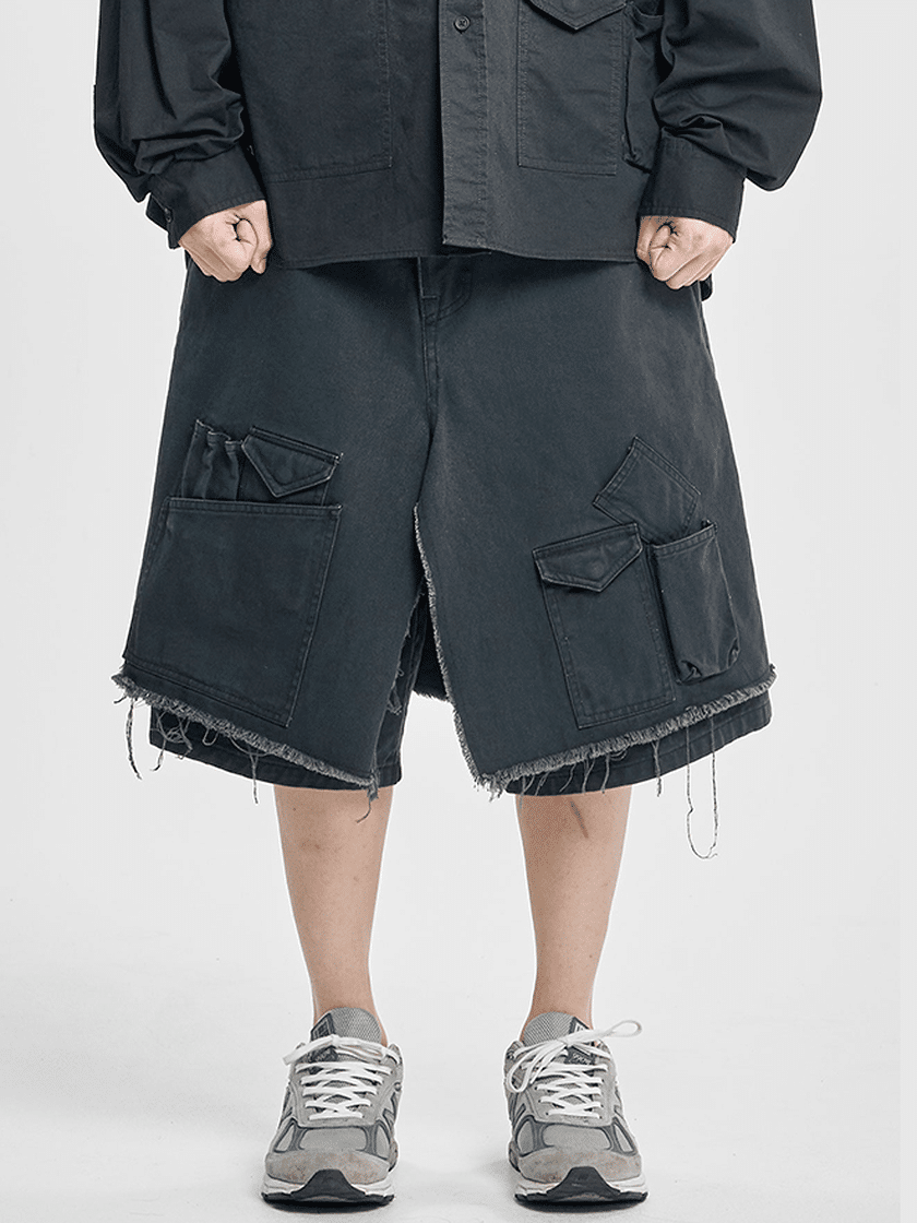 Layered Cargo Skort Black