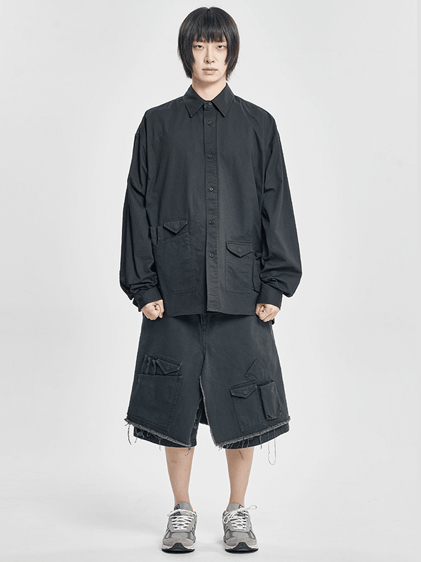 Layered Cargo Skort Black