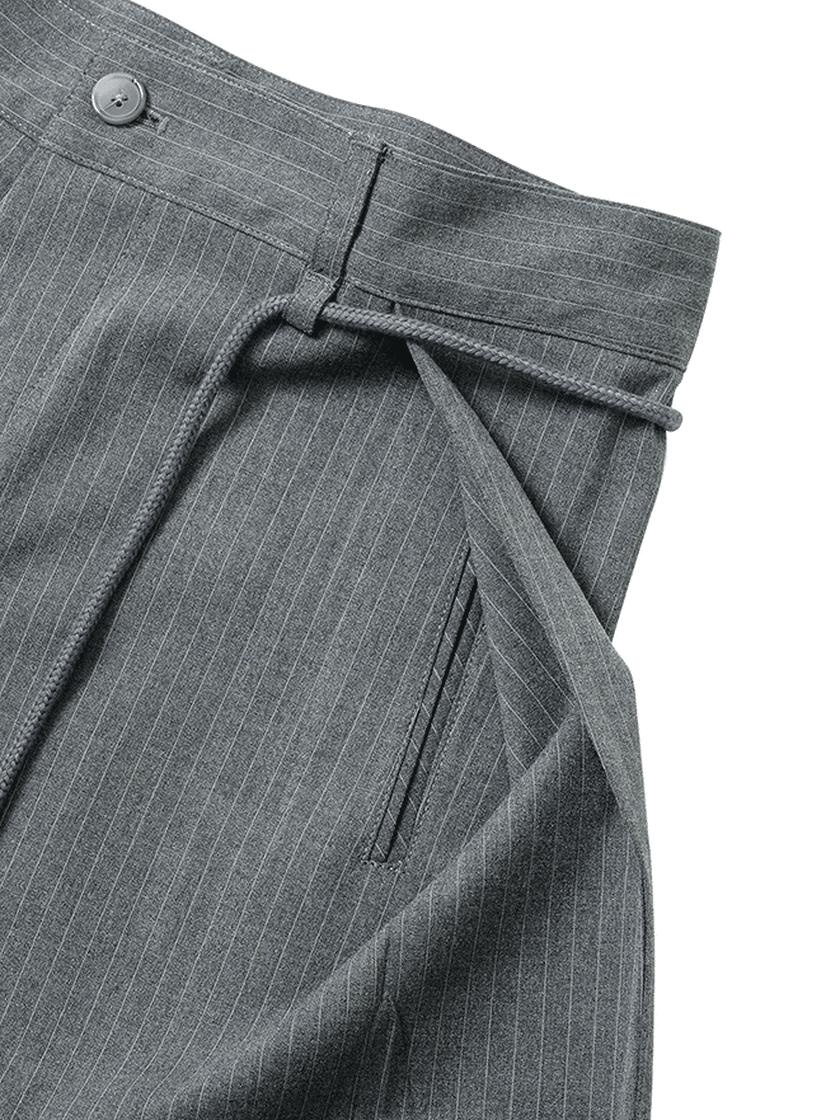 Striped One Tuck Bermuda Gray