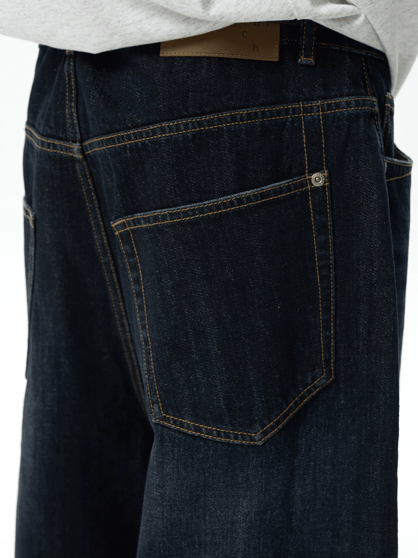 Wide Curved Washed Denim