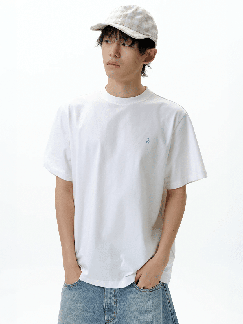 Embroidered Back Logo Tee White