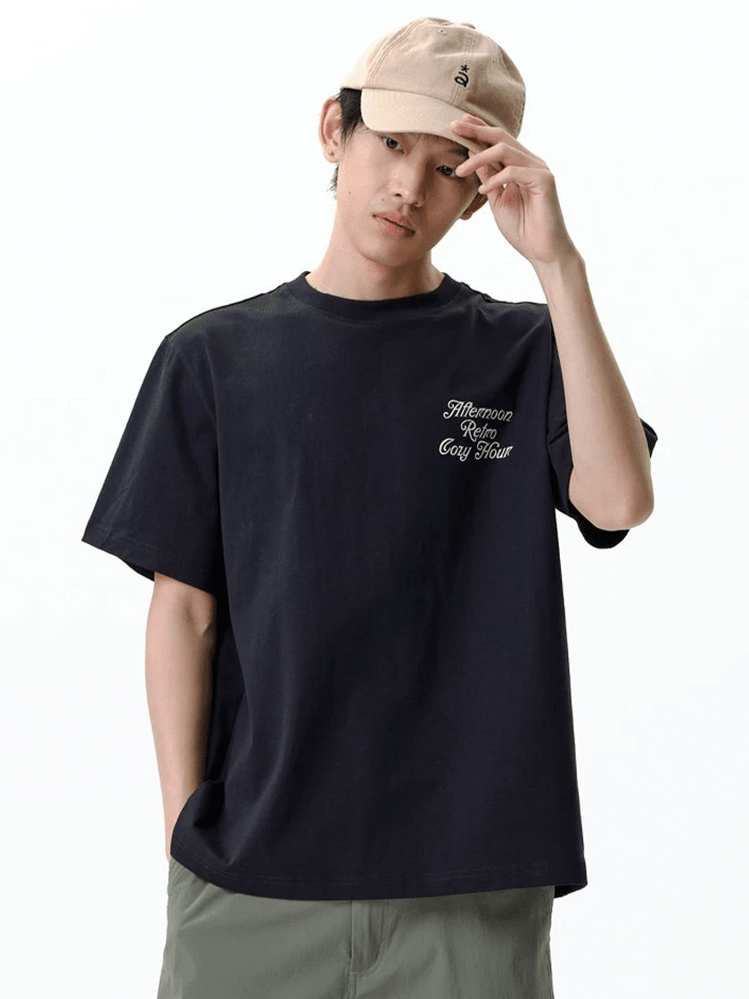 Embroidered Slogan Tee Black
