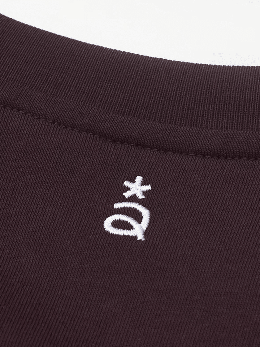 Embroidered Slogan Tee Bordeaux