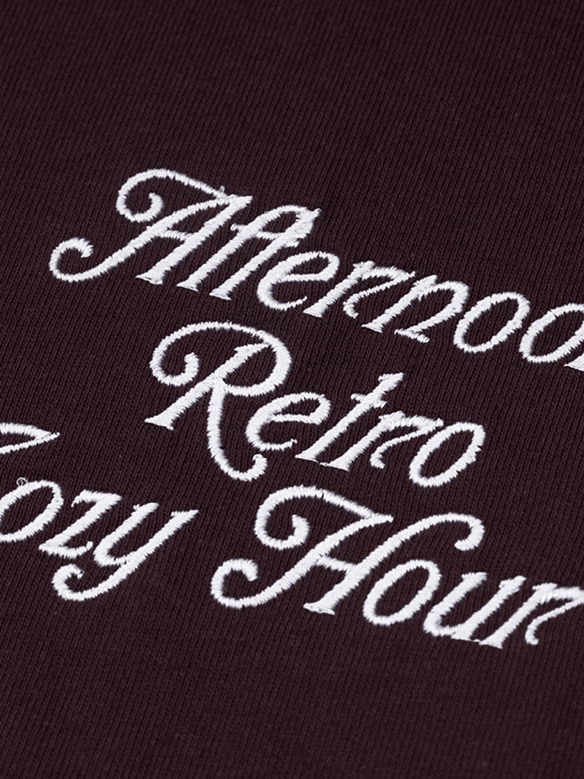 Embroidered Slogan Tee Bordeaux