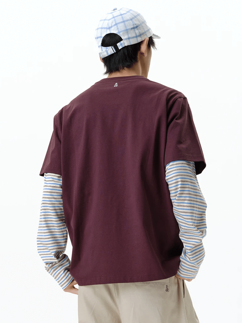Embroidered Slogan Tee Bordeaux