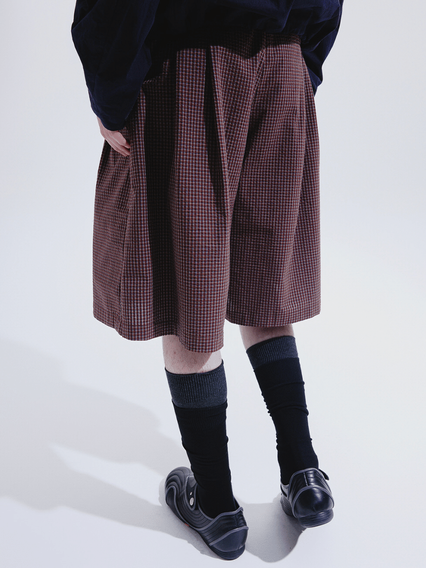 Seersucker Check Pleated Shorts