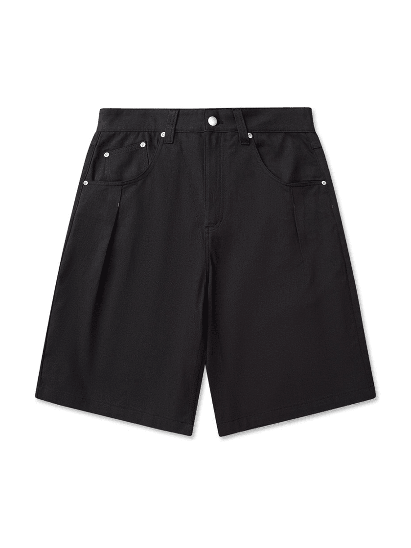 Pleated Twill Shorts