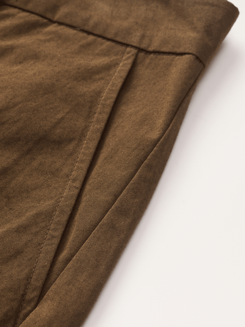 Linen-Blend Curved Pants