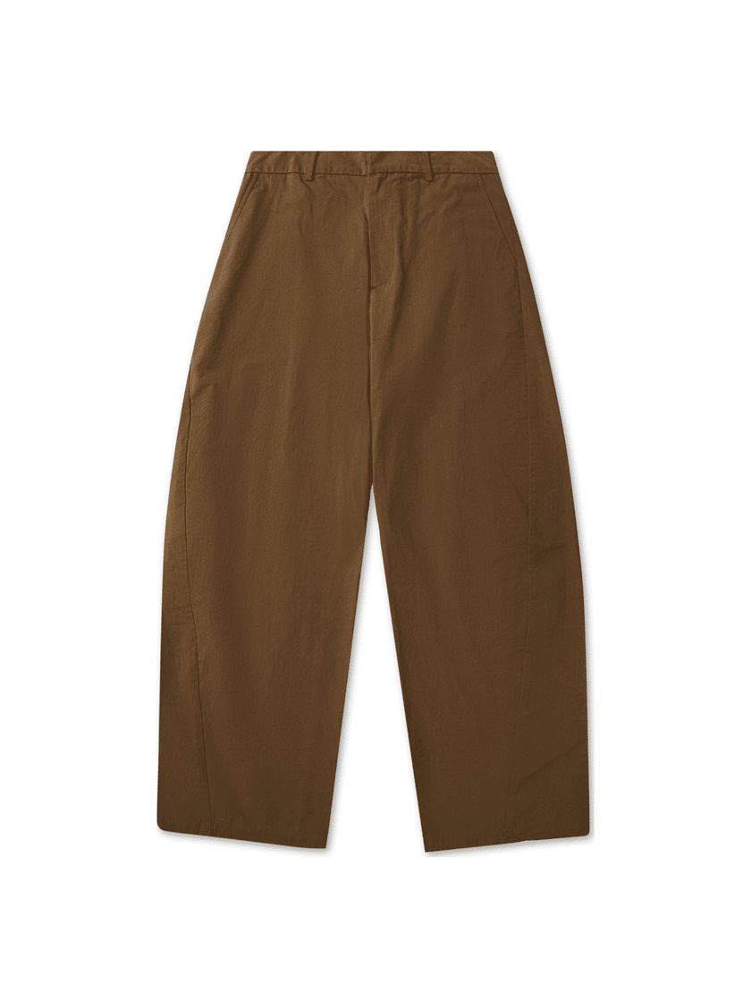 Linen-Blend Curved Pants