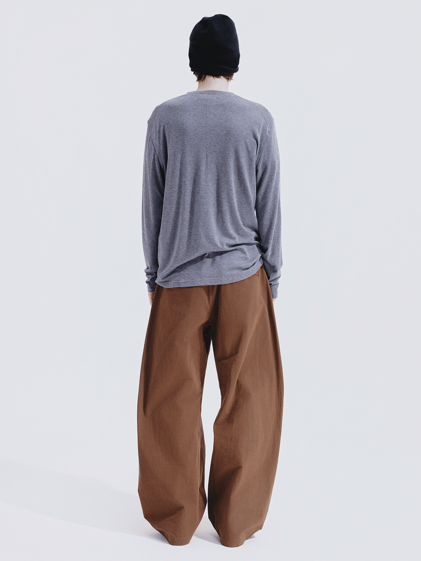 Linen-Blend Curved Pants
