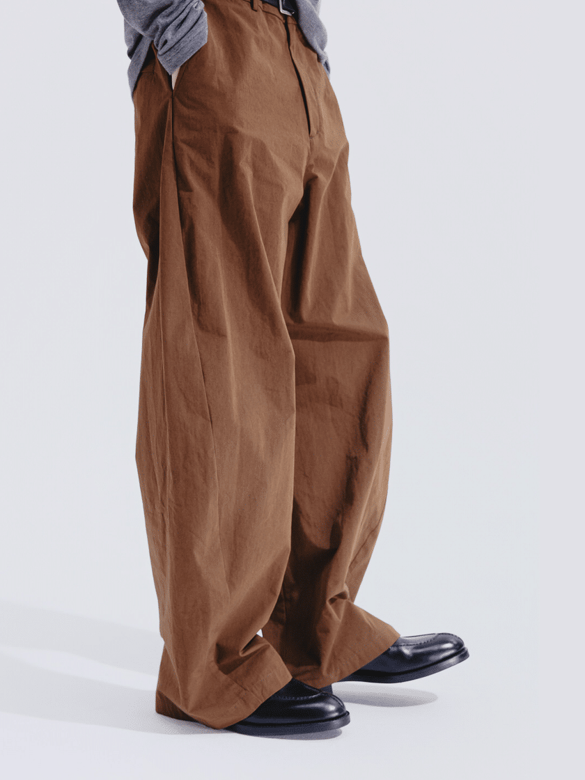 Linen-Blend Curved Pants
