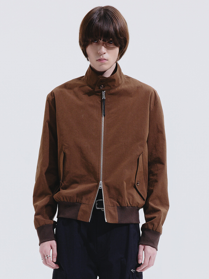 Linen-Blend Harrington Jacket