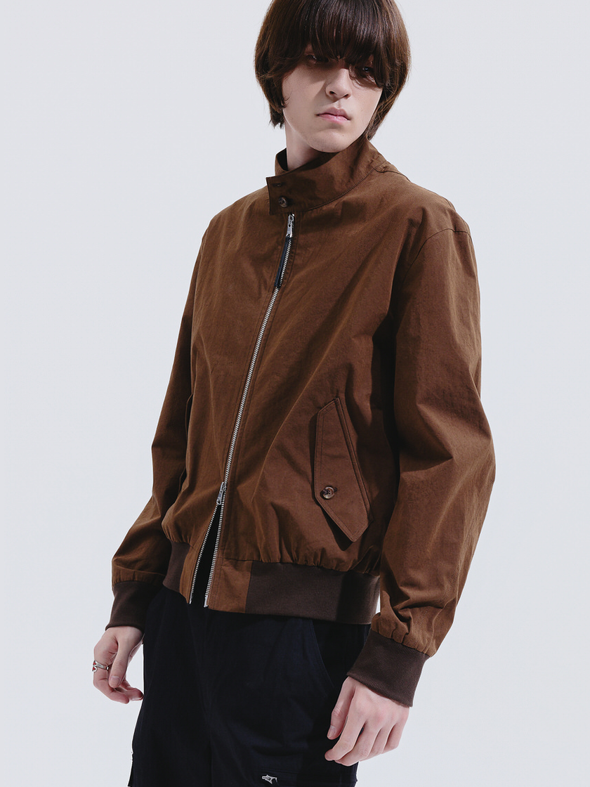 Linen-Blend Harrington Jacket