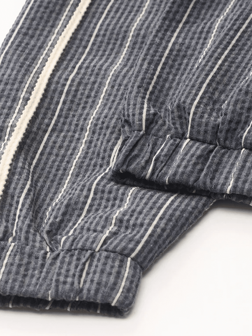 Seersucker Striped Hooded Jacket