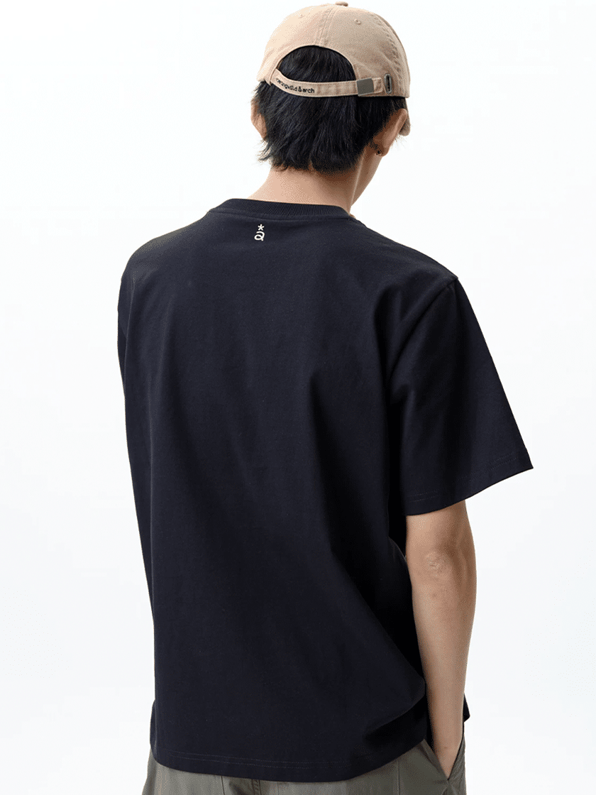 Embroidered Slogan Tee Black