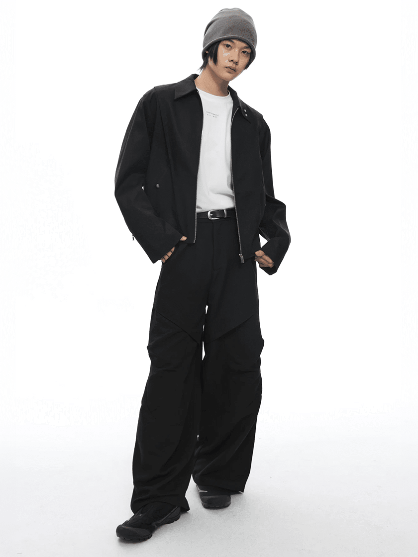 Textured Wide Cargo Pants